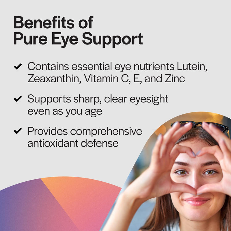 PureFormulas Pure Eye Support | Lutein and Zeaxanthin Supplement - 90 Vegetarian Capsules 90 Count (Pack of 1)