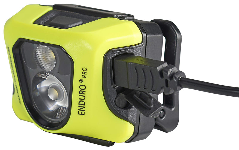 Streamlight 61436 Enduro Pro 200-Lumen USB Rechargeable LED Headlamp with Elastic Head Strap, Rubber Hard Hat Strap, 3M Dual Lock Fasteners, and USB Cable, Yellow - BeesActive Australia
