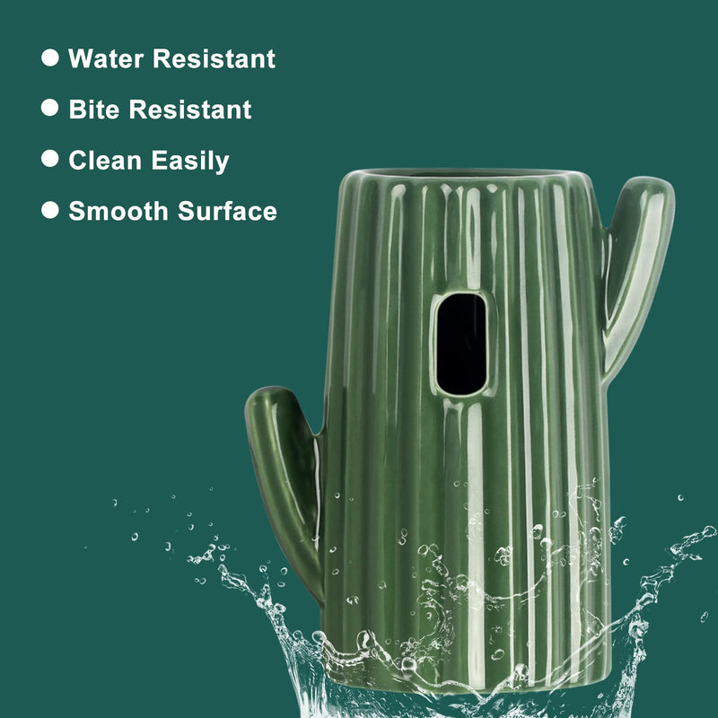 BUCATSTATE Cactus Ceramic Leakproof Hamster Water Bottle Guinea Pig Water Bottles Rabbit Water Bottle with Holder Water Feeder for Small Animals (Green) Green - BeesActive Australia