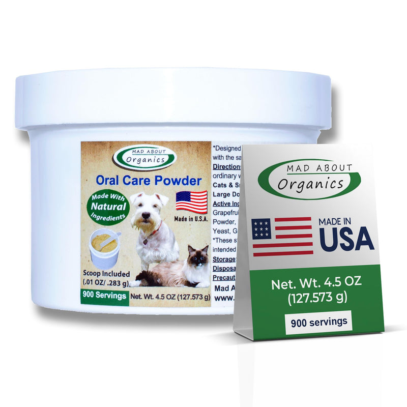 Dog or Cat Oral Care Powder – Tartar and Plaque Remover, Pet Dental Cleaning Powder for Oral Hygiene and Fresh Breath, Teeth Cleaner – 900 Servings, Large Size - 127g 4.5 Ounce (Pack of 1)