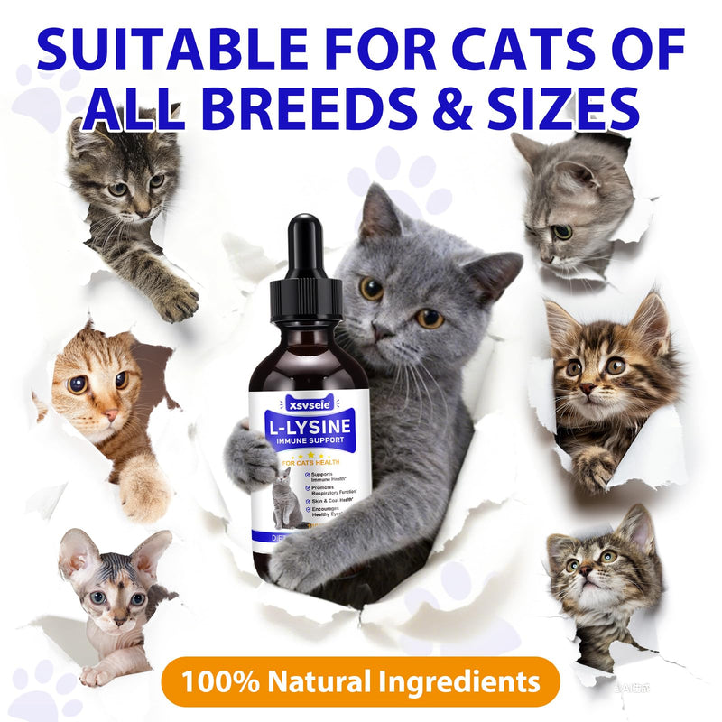 L-lysine for Cats, Cat l-lysine Drop, Lysine for cats, Cat Immune Support drops, lysine Drops for Sneezing, Runny Nose, Eye Function 60ML - Roast Chicken Flavor