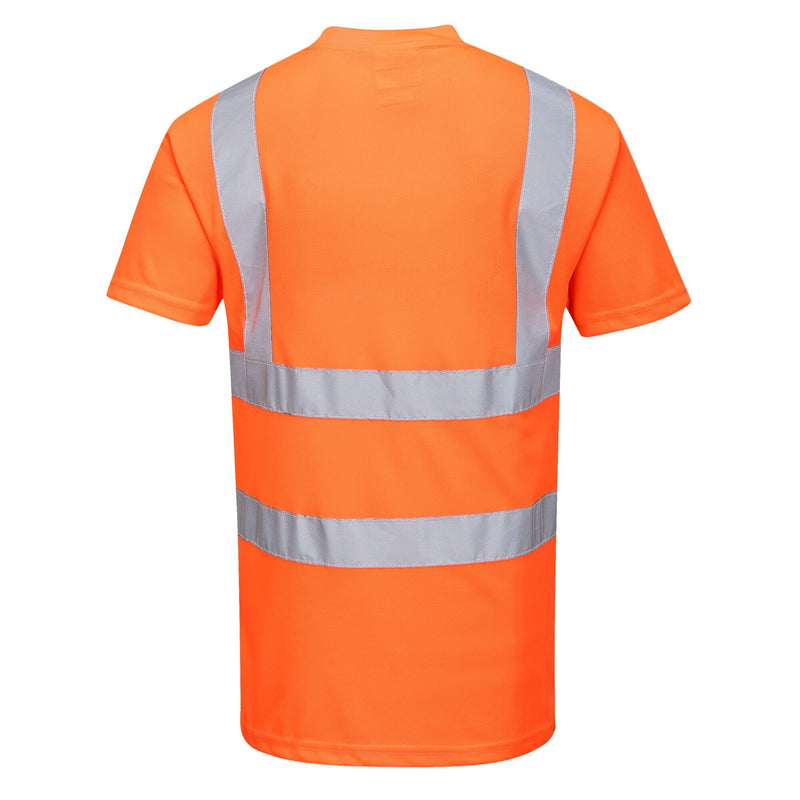 Portwest Hi-Vis T-Shirt RIS Viz Visibility Reflective Safety Work Wear Top ANSI 2, Large Orange