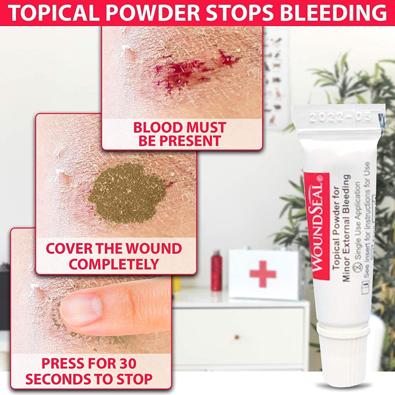 WoundSeal Powder 4 Each (Pack of 2) - Wound Care First Aid for Cuts, Scrapes and Abrasions - Stops Bleeding in Seconds Without Stitches or Bandages - Safe and Effective for People of All Ages and Pets - BeesActive Australia