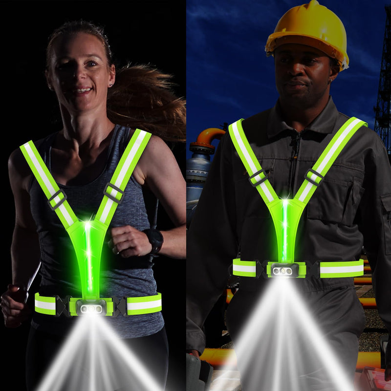 Reflective Running Vest,3 Lights High Visibility Reflective Running Gear,USB Rechargeable Light Up Vest for Walking Running Cycling,Adjustable fits Well for Men Women Kids - BeesActive Australia