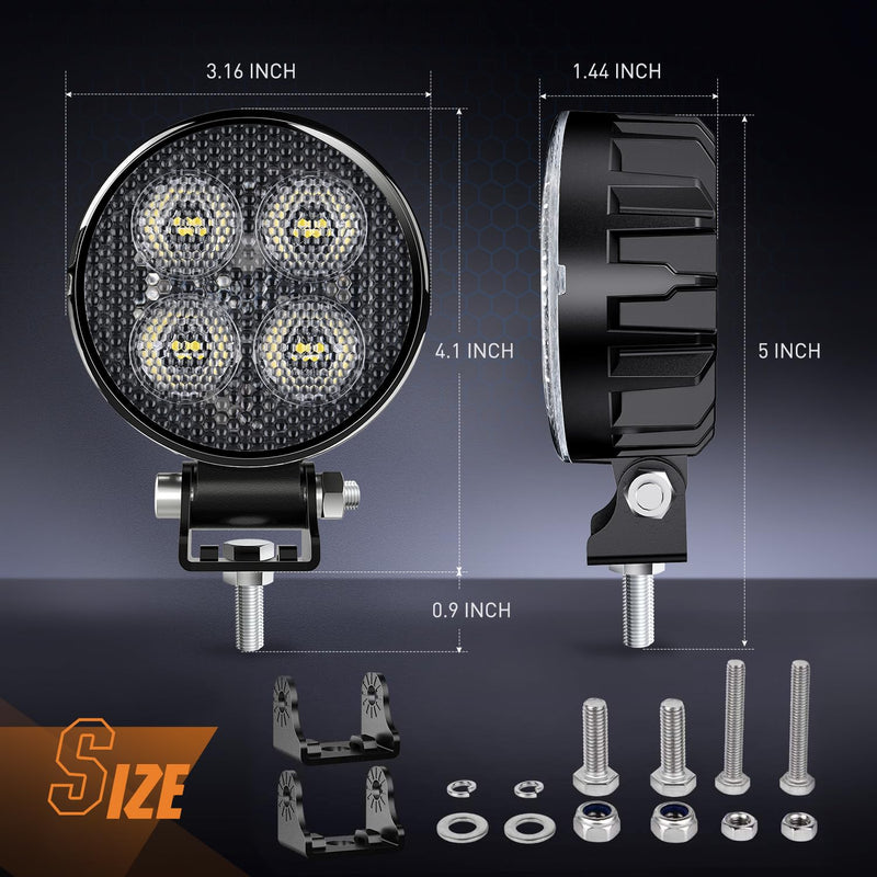 Nilight 2PCS 3Inch Led Pods Round 1500LM Built-in EMC Work Light 90° Flood Beam Angle for Offroad Lights Side Light Rear Back-Up Light for Tractor Truck Motorcycle Boat ATV UTV White - BeesActive Australia