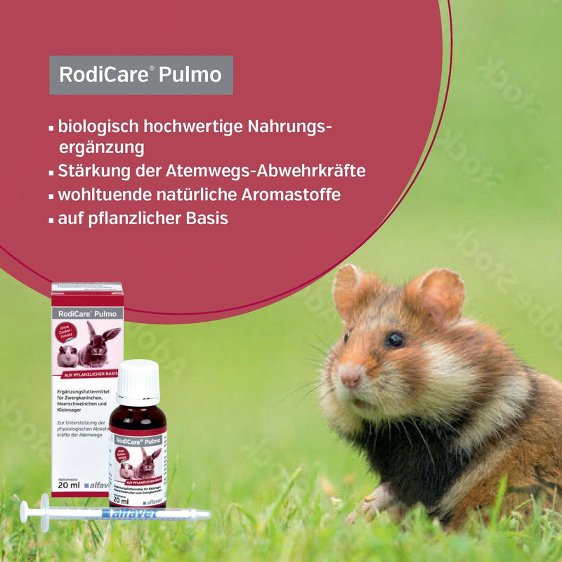 alfavet RodiCare Pulmo, double pack, to support the respiratory tract of guinea pigs and small rodents, supplementary feed, 2 x 20ml, dosing syringe 20 ml (pack of 2) - BeesActive Australia