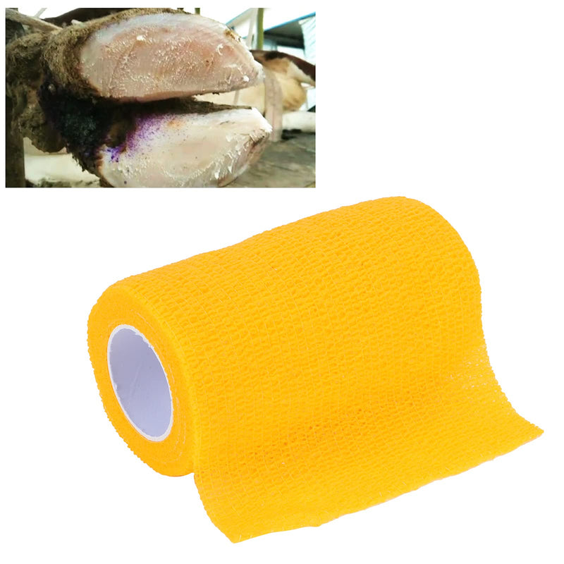Yellow Non-Woven Cow Hoof Repair Bandage, Cohesive Tape Wrap for Pasture Farm Cattle Hoof Vet Wrap Trimming Supplies - BeesActive Australia