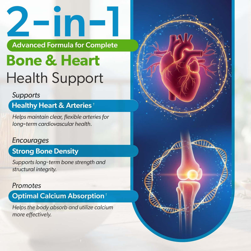 Vitamin D3 K2 Bone Health, Heart Support & Calcium Absorption Supplement | Immune Wellness, 5000 IU D3 with MK7 K2 90mcg, 120 Veg Capsules, Non-GMO, Gluten Free, Made in USA