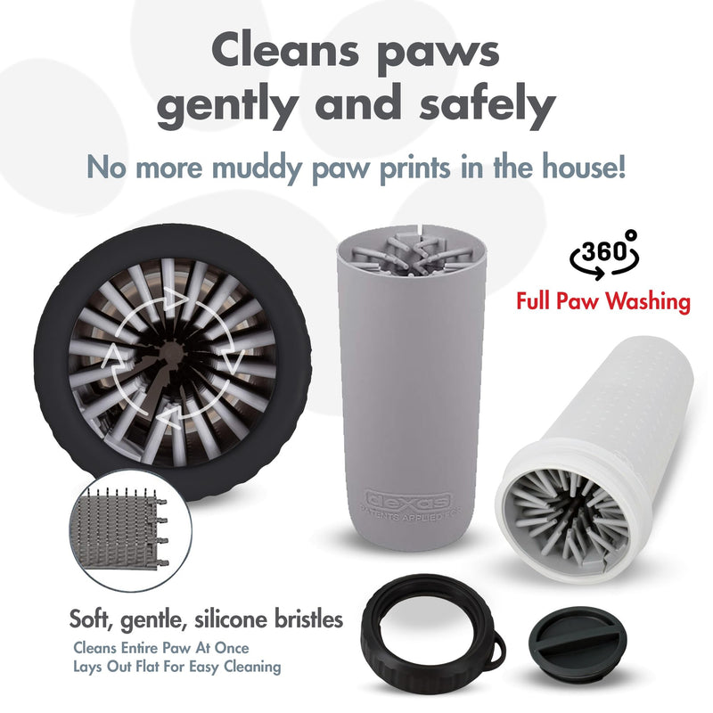 Dexas MudBuster Portable Dog Paw Cleaner with Lid, L, Light Gray Large with Lid - BeesActive Australia