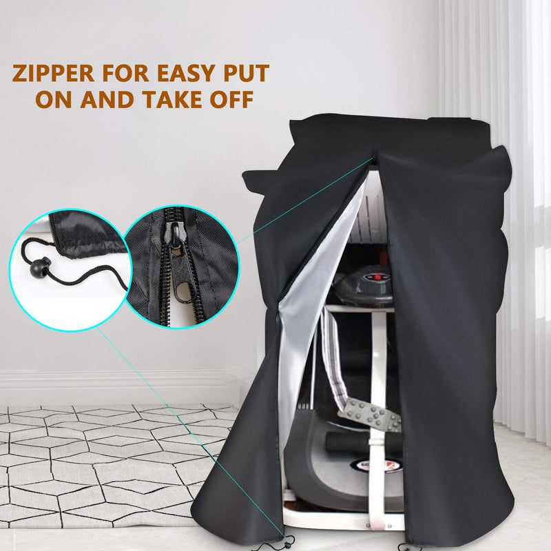 POMER Treadmill Covers, Dustproof Waterproof Non-Folding Running Machine Protective Cover with Zipper - Ideal for Indoor Outdoor Home Treadmill Use Silver