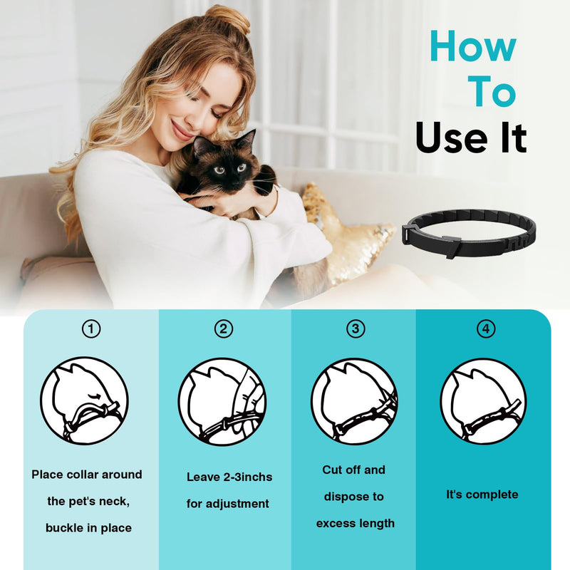 Calming Collar for Cats 6 Pack Cat Calming Pheromones Collar Stress and Anxiety Relief for 30 Days Pheromone Collars Adjustable Calm Care Products Anti Aggression Stop Meowing Relaxer for Cats in Heat Black