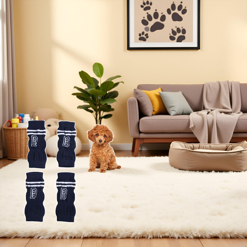 Pssopp 4Pcs Dog Elbow Protector, Dog Legs Socks Knitted Leg Warmer Wraps Pet Elbow Protective Sleeve Dog Leg Warmers for Small Medium Pets L