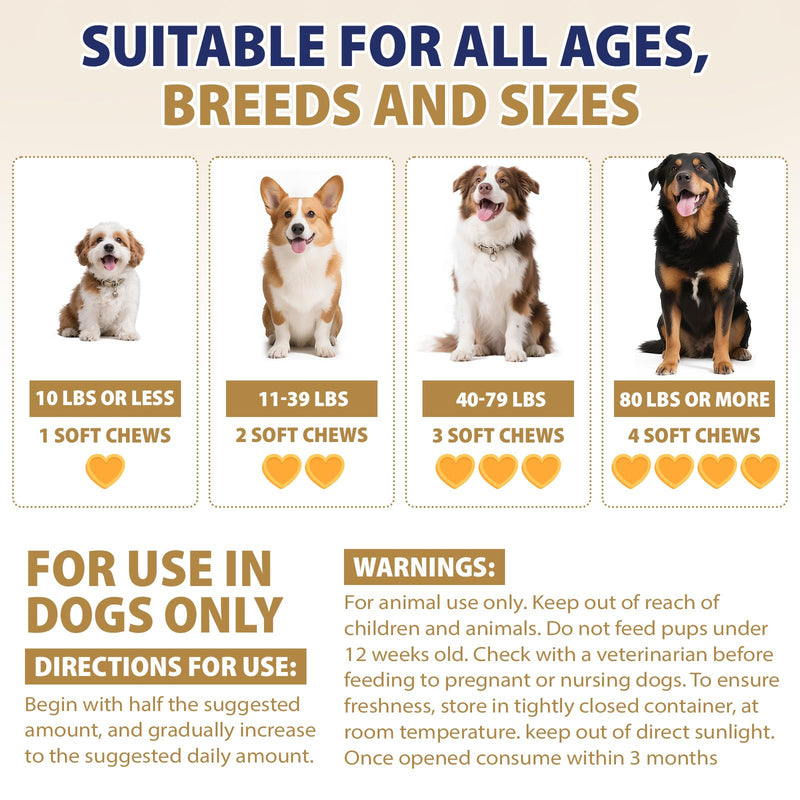 Hip and Joint Supplement for Dogs 200 Dog Calming Chews with Glucosamine, Chondroitin, Msm, Omega3, Melatonin for Senior Dogs Anxiety Pain Relief Anti Inflammatory Small/Medium/Large Dog -Chicken