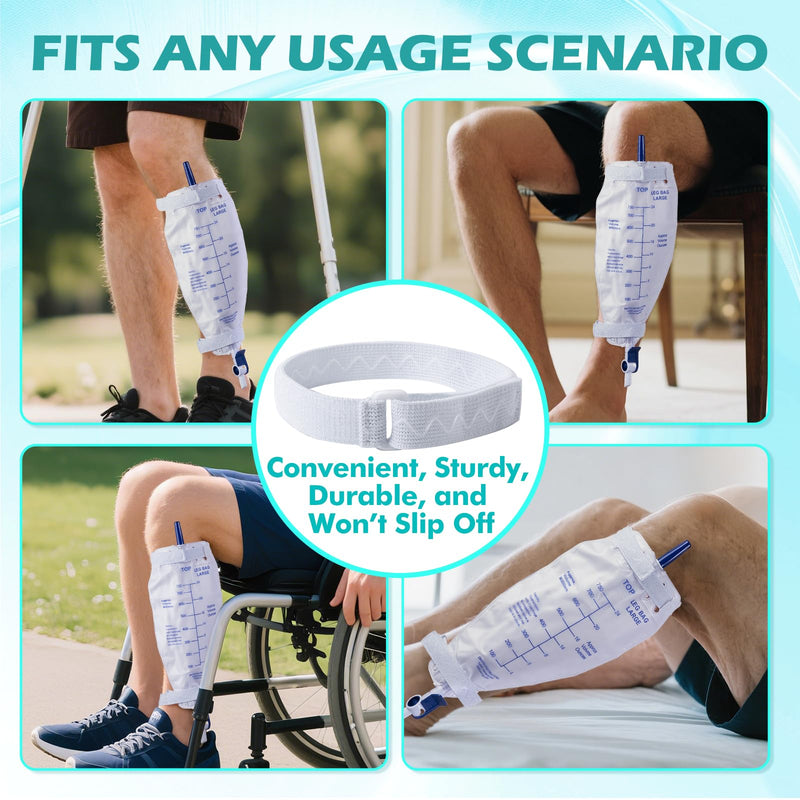 4 PCS Adjustable Anti-Slip Catheter Leg Bag Straps | Medical Cotton with Silicone Grip | Fits Foley Urinary Drainage Bags | Post-Surgery, Elderly Care | Washable, Latex-Free, Hypoallergenic Pure-white
