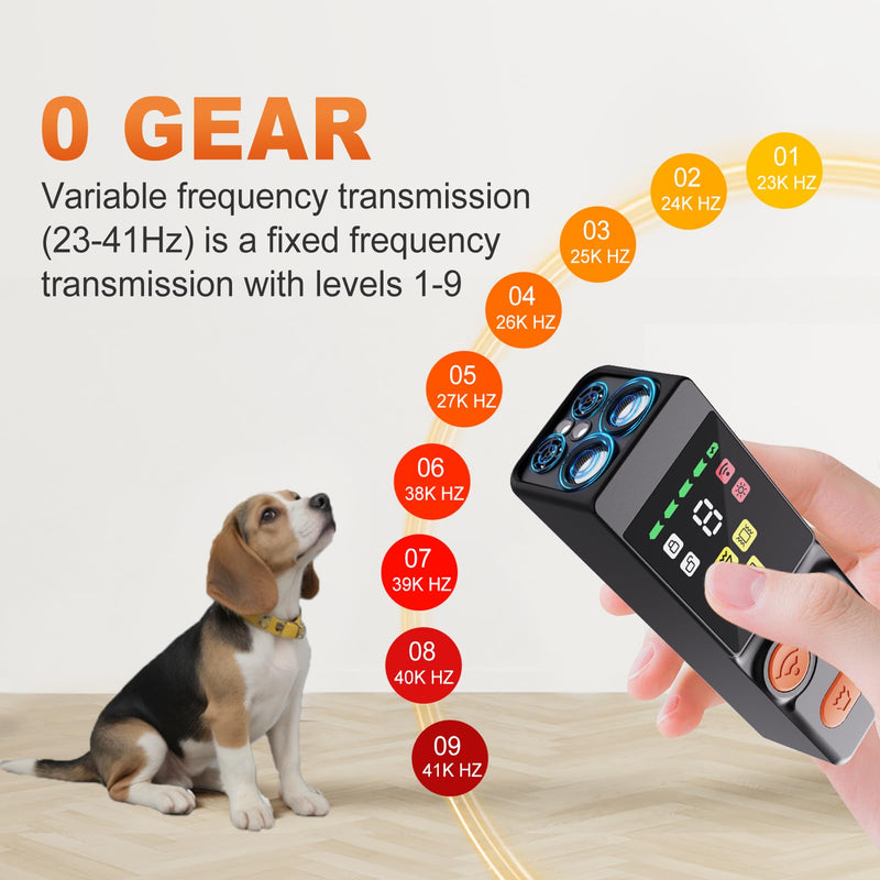 Dog bark deterrent device, bark stop device with a range of up to 50 feet, dog training ultrasonic device, portable anti barking tool, rechargeable anti barking device for indoor and outdoor (Black) Black