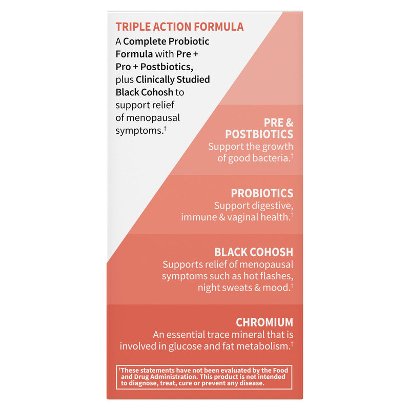Garden of Life Dr. Formulated Menopause Probiotic, Pre & Post Biotics, 30ct | Black Cohosh, Chromium and Pre, Pro & Postbiotics, Menopause Supplements for Women, Immune Health, Non-GMO, Gluten-Free