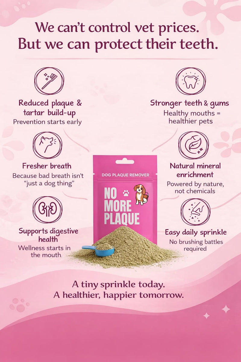 Dog Dental Powder for Teeth Cleaning & Plaque Removal – Fresh Breath Support, Natural Seaweed Formula – No Brushing Dog Tooth Powder – 2 x 100g 200g