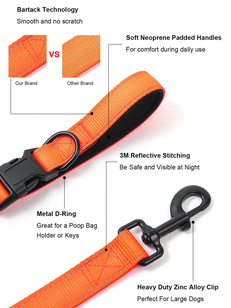 Heavy Duty Double-Handle Dog Leash with Reflective Design,4~6FT No-Pull Dog Leash for Medium to Large Dogs,Traffic Handle and Retractable Car Safety Harness with Elastic Bungee Leash. - BeesActive Australia