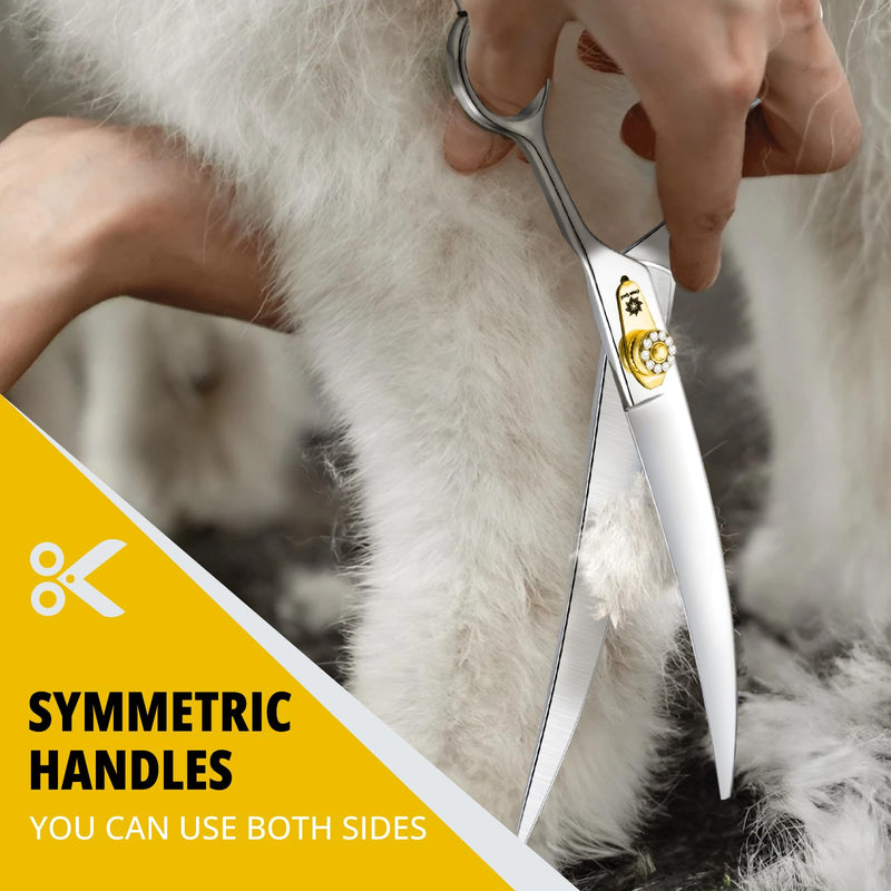 Dream Reach 8 inch dog scissors curved fur scissors - dog scissors with ergonomic handle, 440C stainless steel fur scissors for dogs and cats cutting, professional dog hair scissors with adjustable screw - BeesActive Australia