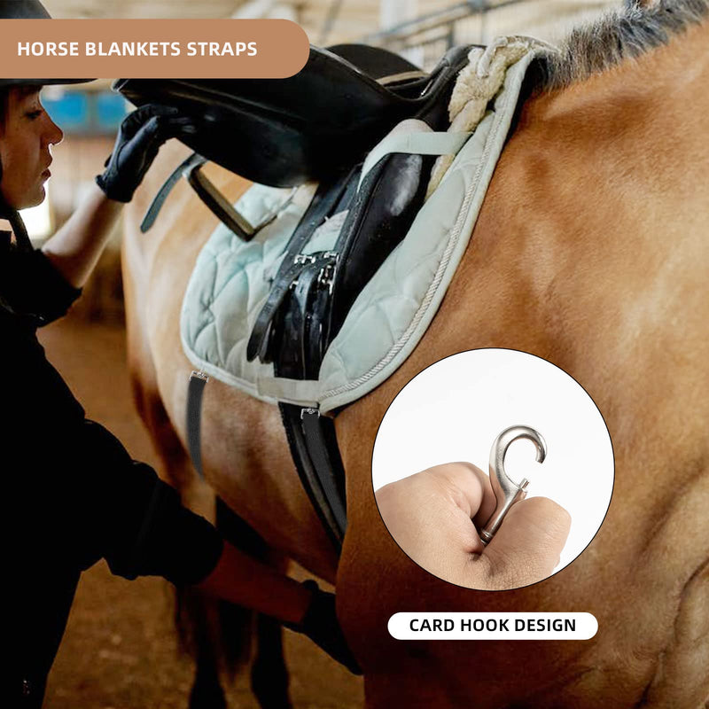 Premium Horse Blanket Sheet Leg Straps, 2 Pcs Adjustable 27.55" to 55" Length, Replacement Stretchy Belly Strap with Double Swivel Snaps Dual 2PC - BeesActive Australia
