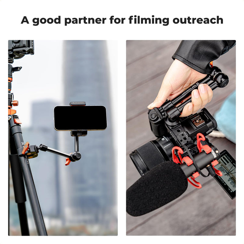 K&F CONCEPT 9.8" Magic Arm, 1/4" Screw Camera Mount Arm 360° Ball Heads for DSLRs, Monitor, Flash, LED Light, Microphone, Camera Cage, Action Camera 9.8" Arm