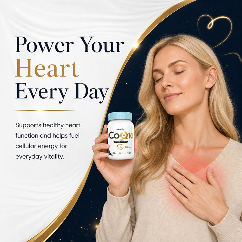 NewJoy CoQ10 200mg Mini Softgels with Vitamin E & Coconut Oil Base, 120 Count, High Absorption Ubiquinone Coenzyme Q10 Supplement, Supports Heart Health, Cellular Energy & Antioxidant Defense, Non-GMO