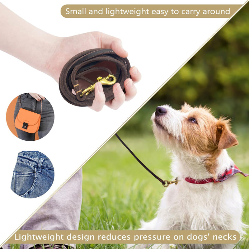 Guiding Star Leather Dog Leash 6 ft x 1/4 inch,Thin and Lightweight Leather Leashes for Small Dogs,Leather Cat Leashes for Small Cats,Soft Genuine Leather Dog Training Leashes for Petite Dogs Brown Basic Leash - BeesActive Australia