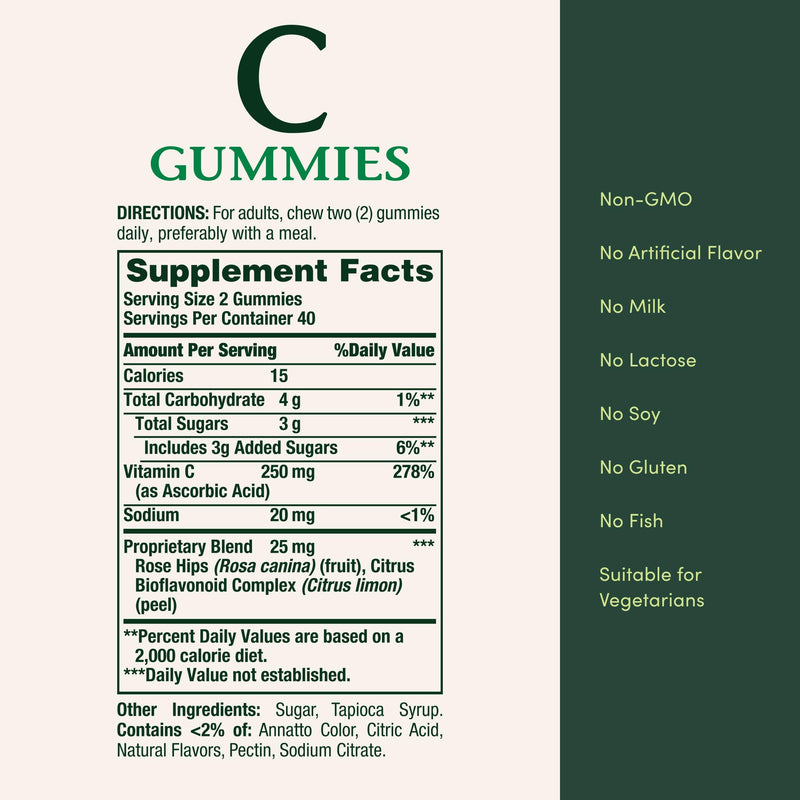 Nature's Bounty Vitamin C Gummies, 250 mg Vitamin C, 80 Count | Immune Health, Vitamin Supplement, Orange Flavored Gummies 80 Count (Pack of 1)