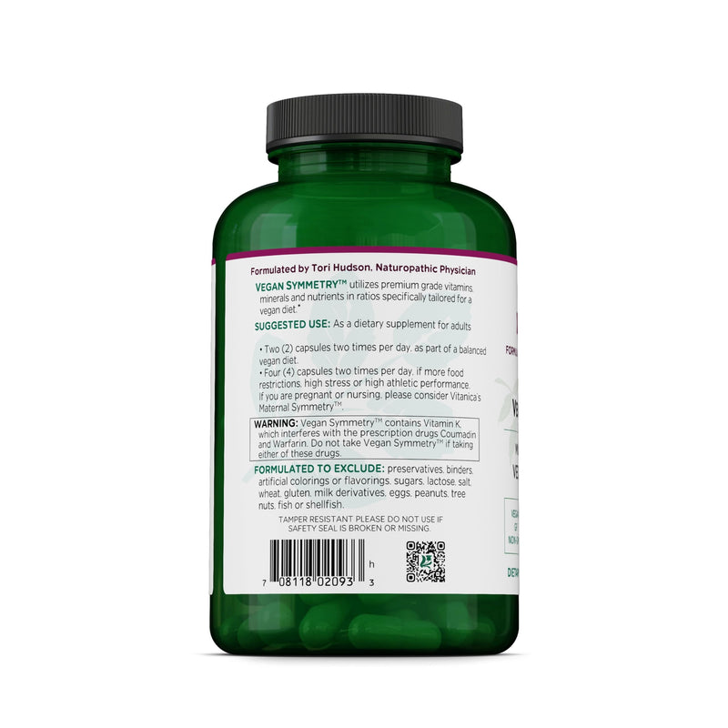 Vitanica Vegan Symmetry, Non-GMO Vegan Multivitamin for Women, Iron Free, Gluten Free, 120 Capsules Lady - 120 Vegan Caps