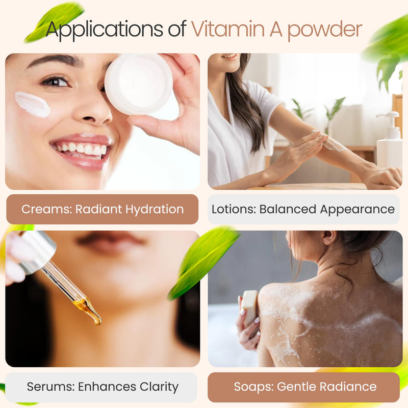 Vitamin A Powder Retinyl Palmitate, Pure Retinol Powdered Vitamin Water Soluble Vitamin A USP & Cosmetic Grade (4 oz. / 113 Grams) 4 Ounce (Pack of 1) - BeesActive Australia