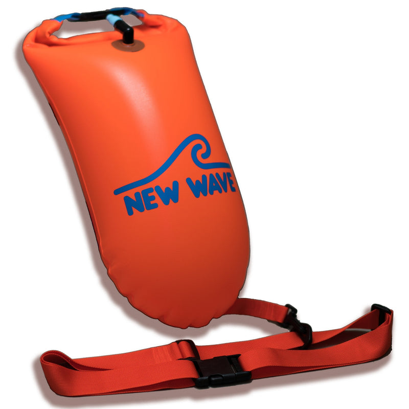 New Wave Swim Buoy for Open Water Swimmers and Triathletes - Light and Visible Float for Safe Training and Racing - Nylon TPU Orange Nylon-TPU 15L - BeesActive Australia