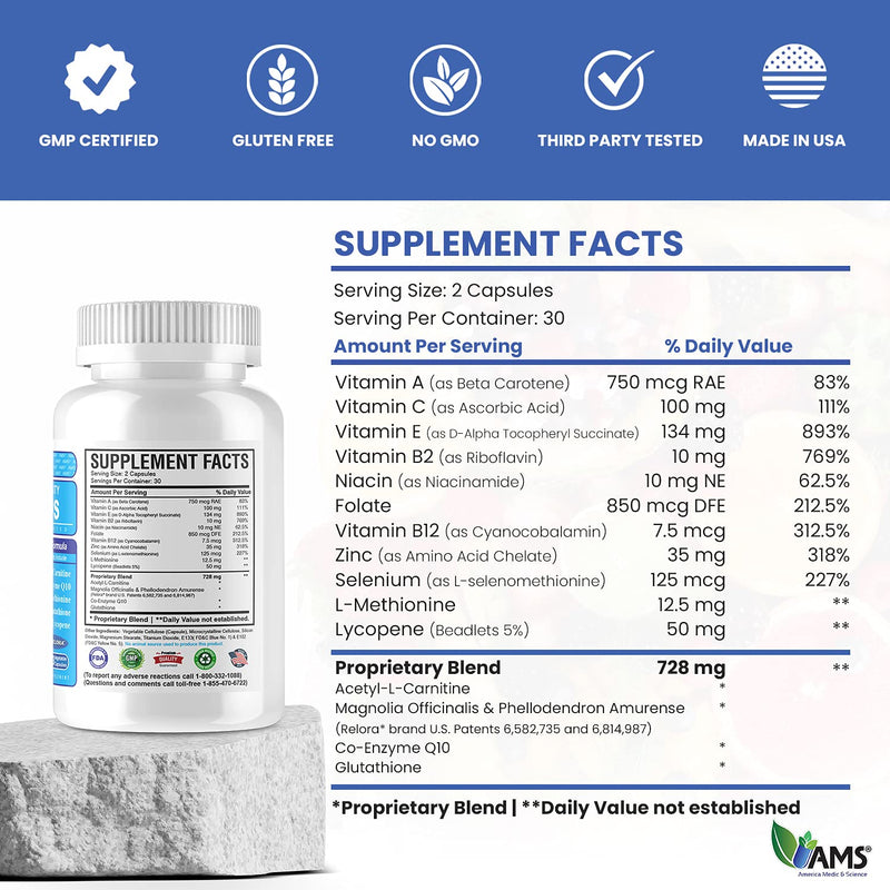 America Medic & Science MFS Plus Fertility Supplements for Men (60 Capsules) Sperm Count Booster, Supports Motility | Natural Preconception Vitamins, Reproductive Aid, with Zinc, CoQ10 60