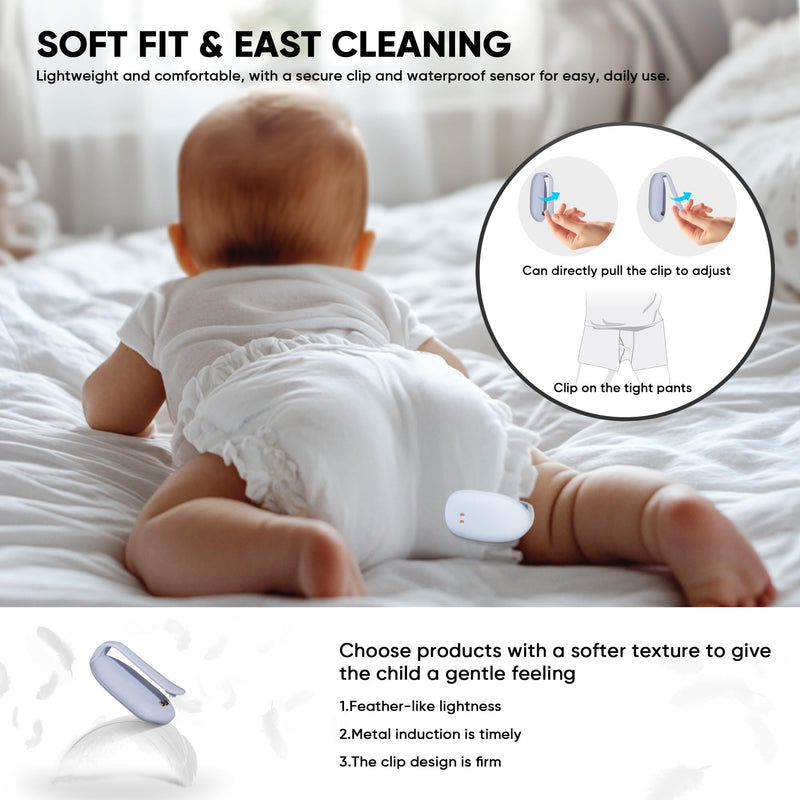 Bed Wetting Alarm for Boys and Girls - Wireless Pee Alarm with Magnetic Sensor, Sound Mode, and Strong Vibration for Kids, Adults, Elderly White