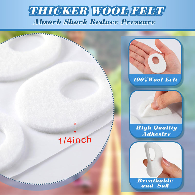 WILLBOND 48 Pack Callus Pads Soft 1/4" Thick Oval Shape Corn Pads 1/8" Felt Callus Cushions Adhesive Corn Protectors for Men Women Feet Toes Pain Relief(White, 1/4 Inch) White - BeesActive Australia