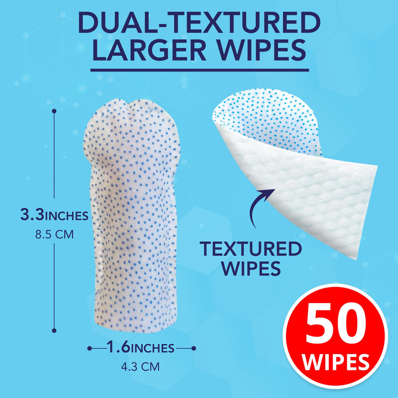 NOVEHA 50PCs Pets Dental Finger Wipes for Dogs & Cats | Freshens Breath, Reduces Plaque | Healthier Gums | Clean Teeth No Toothbrush | Vet Recommended Effective Natural Oral Care | Flavor-Free