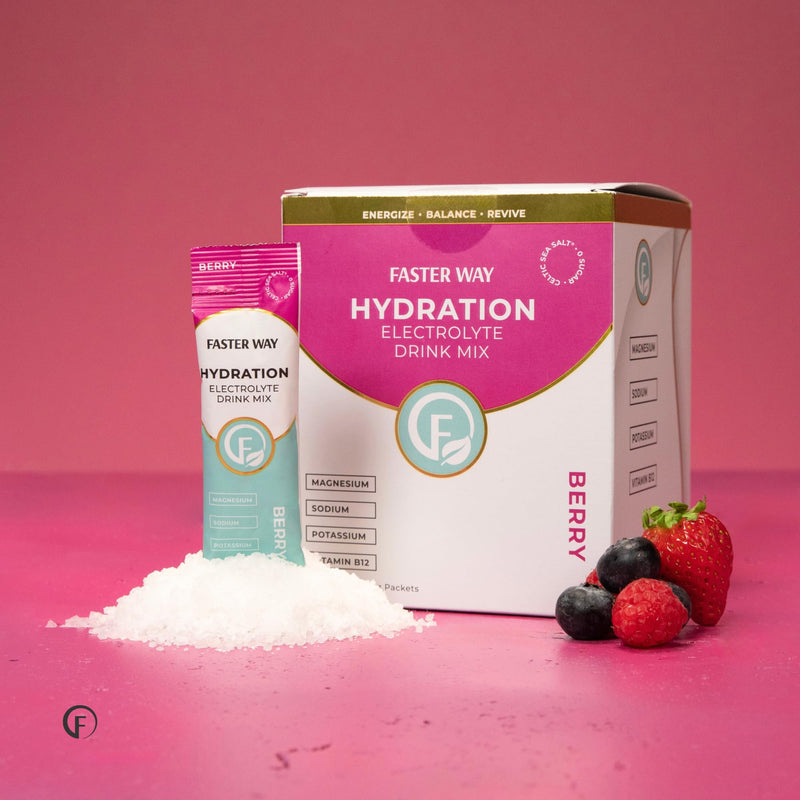 Faster Way - Hydration - Electrolyte Drink Mix - Berry - 30 Pack | With Apple Cider Vinegar, Choline, Probiotics & Natural B Vitamins - Powder Packets - Zero Sugars - Gluten Free