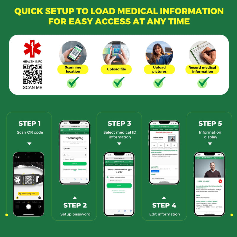 Medical Bracelets for Sport Men Women with QR Code Medical Alert ID Bracelets - Nylon Waterproof Wristband Fits Wrists Up to 7 inches - More Space Custom Emergency Med ID Alert Info New-Black - BeesActive Australia
