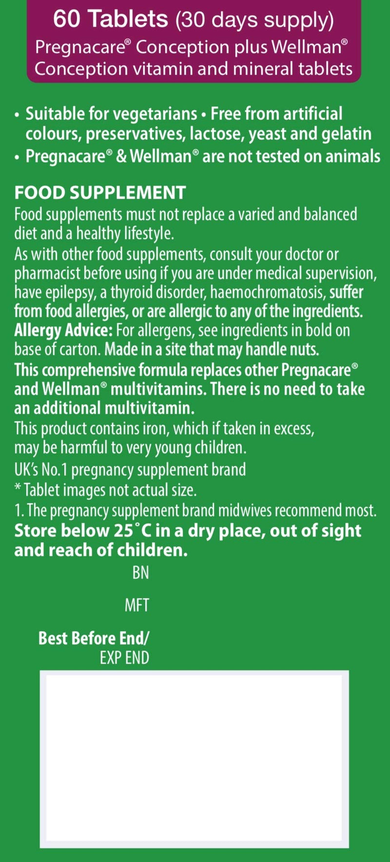 Vitabiotics - Pregnacare - His & Her Conception - 2x30 Tablets 1 Count (Pack of 60)