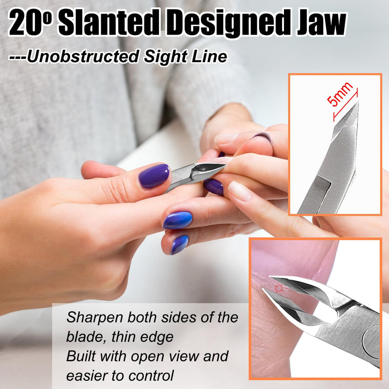 LePinko 4 Packs Upgraded Cuticle Trimmer kit, Sharp Dead Skin Clipper, Labor-saving Cuticula Remover for Fingernail Toenail, Manicure Pedicure Tool for Women Men, 5mm Jaw Silver - BeesActive Australia