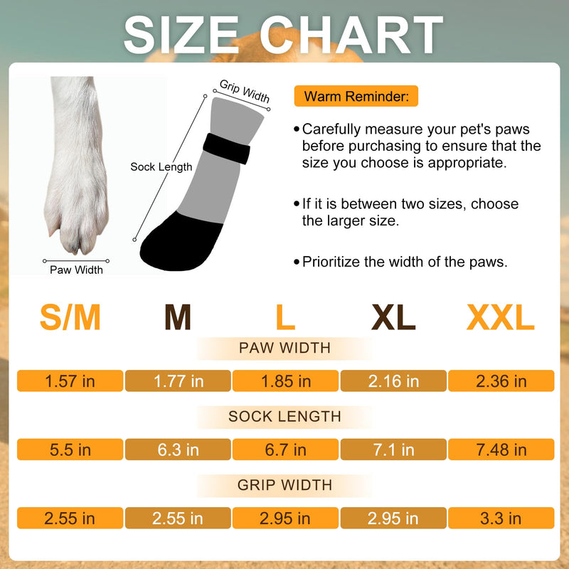 BEAUTYZOO Anti Slip Dog Socks Boots, Dog Shoes for Hot/Cold Pavement Snow Rain Days,Waterproof Grip Dog Booties Paw Protector for Hardwood Floor, Prevent Licking for Small Medium Large Senior Old Dogs Grey - BeesActive Australia