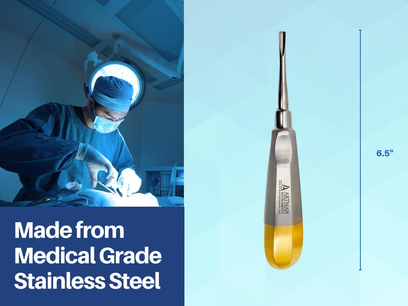 ARTMAN INSTRUMENTS Dental Straight Extraction Elevators – 2mm, 3mm, 4mm Root Tip & Gouge Elevators, Autoclavable Stainless Steel, Tooth Extraction Tools for Oral Surgery - BeesActive Australia