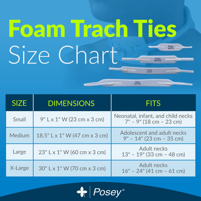 TIDI Posey Foam Trach Tie – Medium – 1 Package of 12 Ties – Tracheostomy Tube Holder – Home Care (8197M) Standard Trach Tie - BeesActive Australia