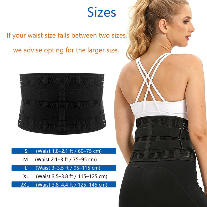 Back Brace for Lower Back Pain Relief,Breathable Back Support Belt,Adjustable Lumbar Support Belt for Women Men,6 Support Rods Conform to the Waist(XXL). XXL
