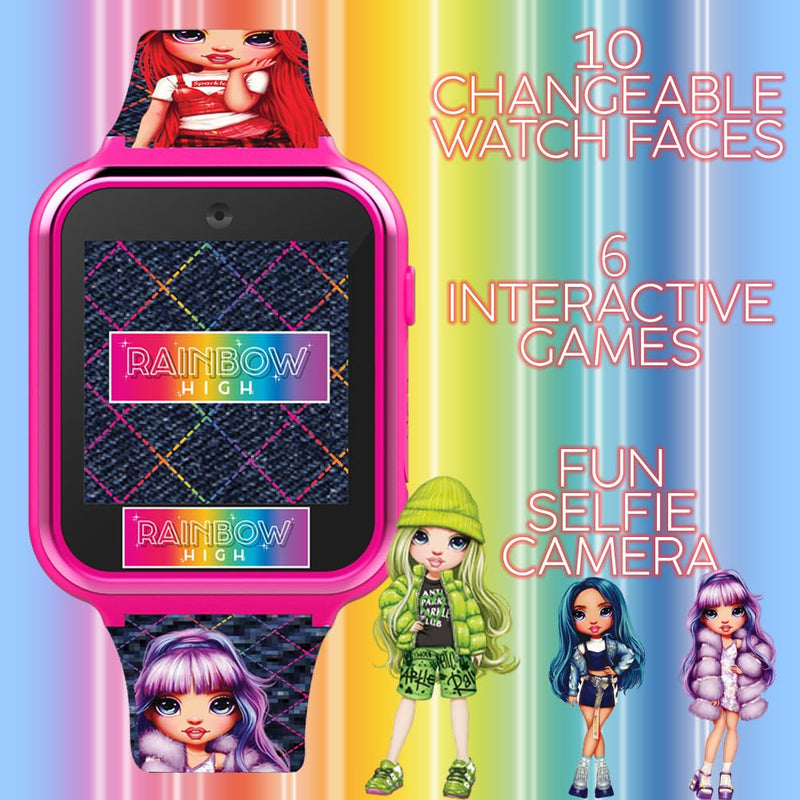 Rainbow High Kids Smartwatch with 10 Changeable Watch Faces, 3 Wallpapers, Video and Voice Recorder, Step Tracker, Fun Learning Games, Alarm, Timer, Stopwatch, and Calculator – Fits Wrists 5.5"-8.0" - BeesActive Australia