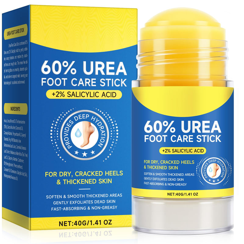 Urea Cream Stick 60% plus 2% Salicylic Acid, Foot Cream Moisturizer for Dry Cracked Feet, Knees, Elbows, Hands, Moisturizes and Hydrates the Dry Skin, Skin Softener, 1.41 Oz ﻿ 1.41 Fl Oz (Pack of 1)
