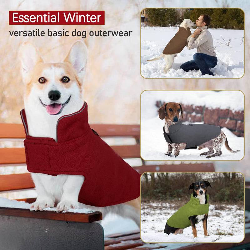 DENTRUN Windproof Winter Warm Fleece Medium Dog Coat Reversible Puppy Jacket Reflective Soft Pet Vest, Cold Weather Dog Sweater Apparel Leash Access Overcoat for Medium Breeds, Burgundy, M - BeesActive Australia