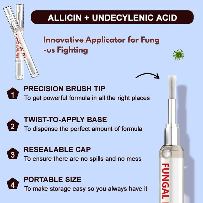 Fungal Nail Pen with Allicin & 25% Undecylenic Acid, Nail Repair Pen | Extra Strength Nail | Toenail & Fingernail Care 2pcs - BeesActive Australia
