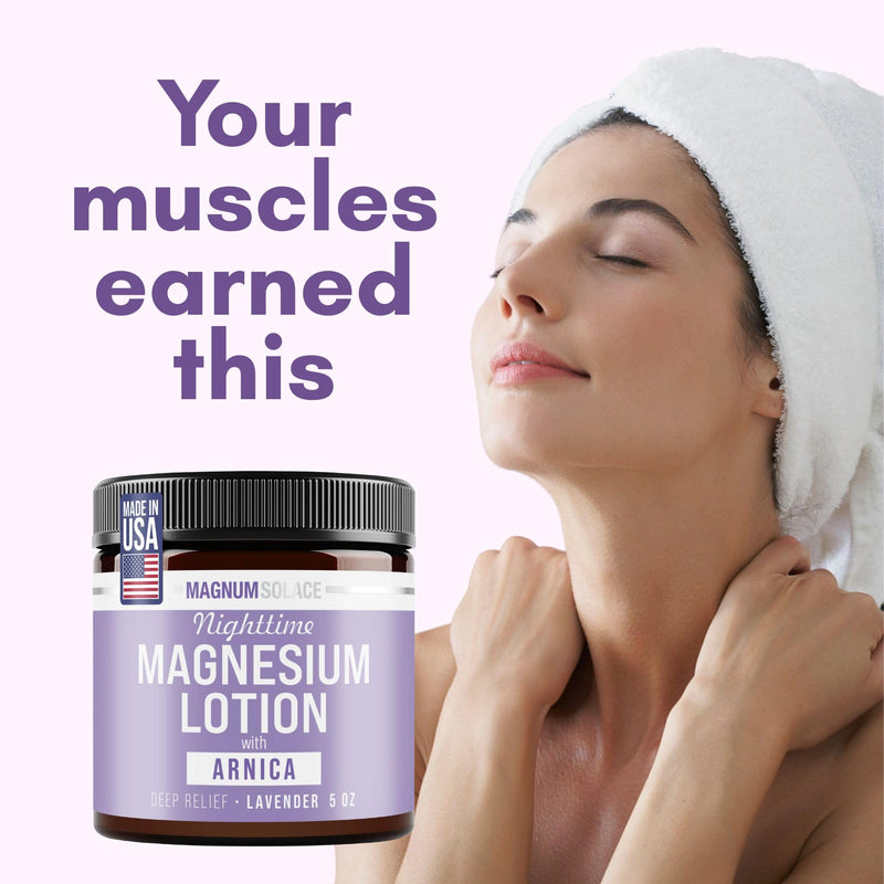 Magnum Solace Nighttime Magnesium Lotion with Arnica – Highly Concentrated Magnesium for Muscles & Joints – Apply to Legs or Feet Before Bed – Skin-Friendly - BeesActive Australia