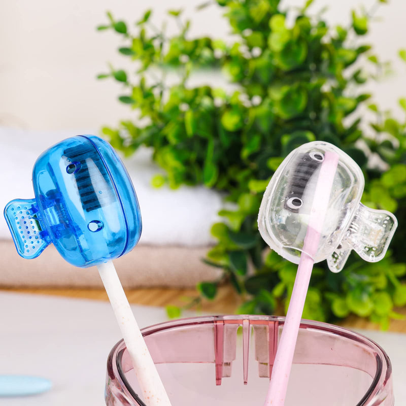 6 Pack Toothbrush Covers Portable Toothbrush Protector Coverings Clips Toothbrush Storage Head Cover Cap for Kids Bathroom Home Travel Toothbrush Case Blue, Red, Gray, Green, Clear - BeesActive Australia