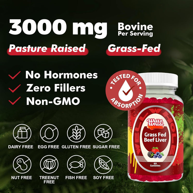 Grass Fed Beef Liver Gummies, Desiccated Liver Supplement for Adults & Kids | Naturally Nutrient-Rich Formula | Supports Daily Energy & Wellness | Whole Food Nutrition | Convenient Gummies 2